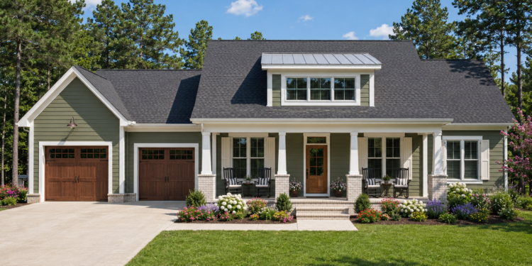 1180 Sq. Ft. Modern Farmhouse Plan with 2 Bedrooms, 2 Bathrooms, Front Porch, and 2-Car Garage