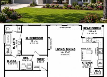 1579 Sq. Ft. Modern Farmhouse Plan with 3 Bedrooms and Spacious Open Living