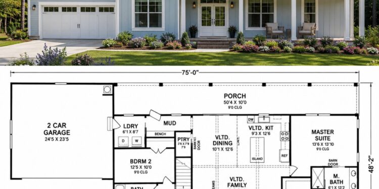 1535 Sq. Ft. Modern Farmhouse Plan with 3–4 Bedrooms and Optional Loft