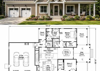 1820 Sq. Ft. Modern Farmhouse Plan with 3–4 Bedrooms and Flexible Family Living