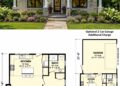 680 Sq. Ft. Cottage House Plan with 1 Bedroom and Cozy Open Living