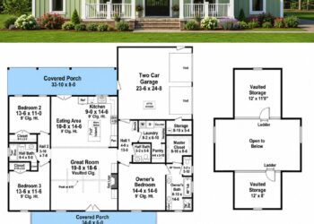 1800 Sq. Ft. Modern Farmhouse Plan with 3 Bedrooms and Side-Entry Garage