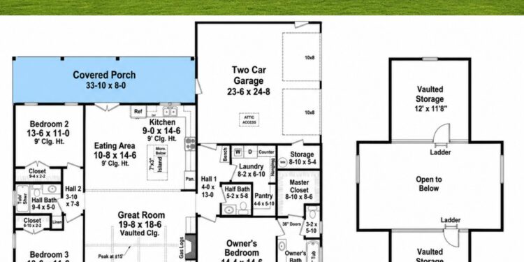 1800 Sq. Ft. Modern Farmhouse Plan with 3 Bedrooms and Side-Entry Garage
