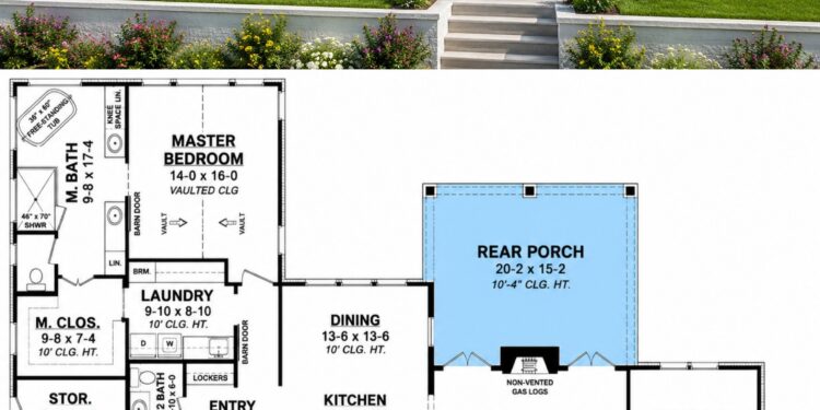 2454 Sq. Ft. Modern Farmhouse Plan with 3 Bedrooms, Office, and 3-Car Garage