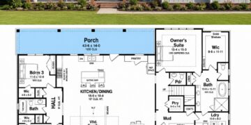 2365 Sq. Ft. Modern Farmhouse Plan with 3–4 Bedrooms, Office, and Optional Loft