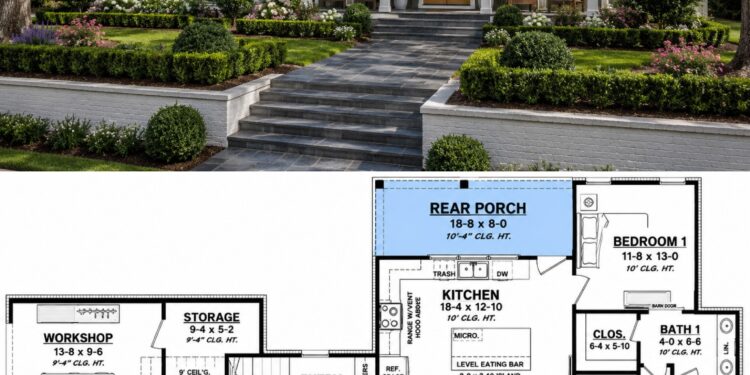 1448 Sq. Ft. Modern Farmhouse Plan with 2–3 Bedrooms and Flexible Bonus Room