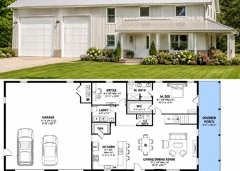 2456 Sq. Ft. Barndominium Plan with 3 Bedrooms, Loft, Office, and Expansive Garage