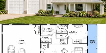 2456 Sq. Ft. Barndominium Plan with 3 Bedrooms, Loft, Office, and Expansive Garage