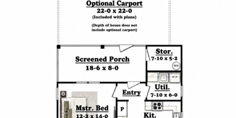1300 Sq. Ft. Modern Farmhouse Plan with 3 Bedrooms and Screened Porch