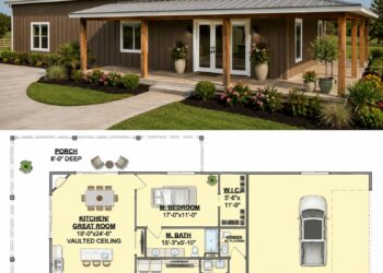 1670 Sq. Ft. Barndominium Plan with 4 Bedrooms and 3-Car Garage