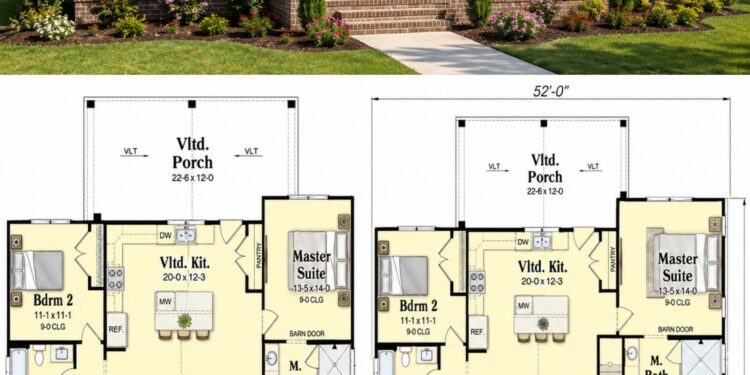 1491 Sq. Ft. Modern Farmhouse Plan with 3 Bedrooms and Open Living