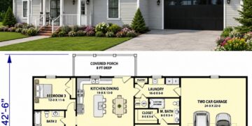 1425 Sq. Ft. Modern Farmhouse Plan with 3 Bedrooms and 2-Car Garage