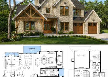 3367 Sq. Ft. European House Plan with 4 Bedrooms and 2-Car Garage