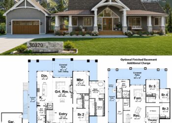 2146 Sq. Ft. Lake Front Plan with 2 Bedrooms and Wraparound Porch