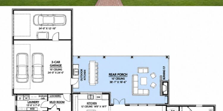 3170 Sq. Ft. French Country Plan with 4 Bedrooms and 3-Car Garage