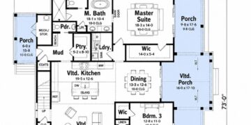 2172 Sq. Ft. Modern Farmhouse Plan with 3–4 Bedrooms and Wraparound Porch