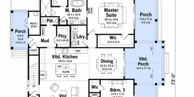 2172 Sq. Ft. Modern Farmhouse Plan with 3–4 Bedrooms and Wraparound Porch