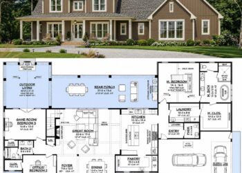 3500 Sq. Ft. Modern Farmhouse Plan with 5 Bedrooms and 3-Car Garage