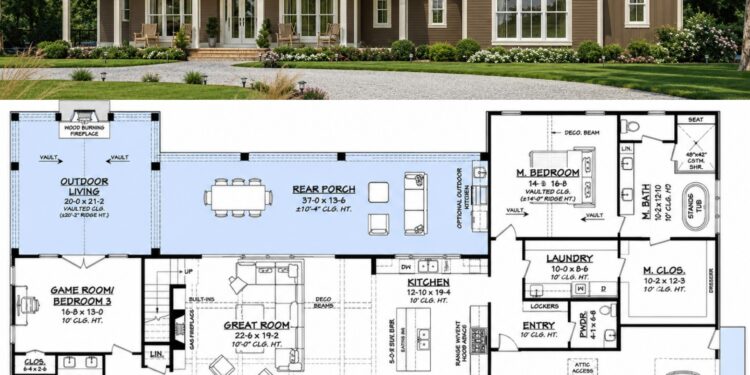3500 Sq. Ft. Modern Farmhouse Plan with 5 Bedrooms and 3-Car Garage