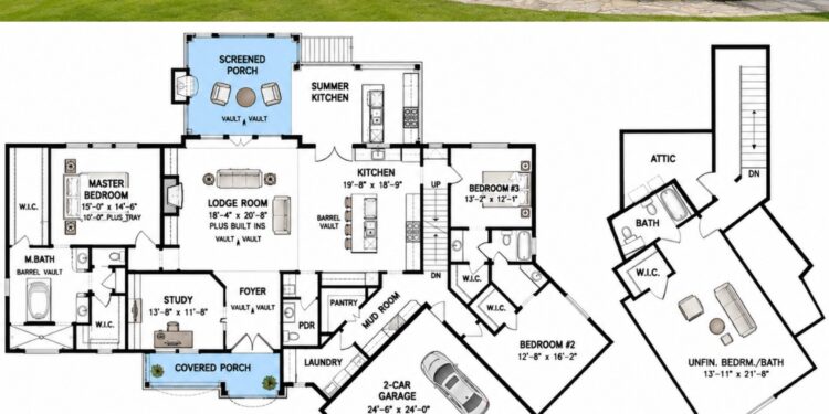 2806 Sq. Ft. French Country Plan with 3 Bedrooms and 2-Car Garage