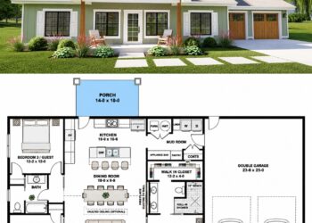 1496 Sq. Ft. Modern Farmhouse Plan with 3 Bedrooms and 2 Bathrooms