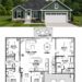 1442 Sq. Ft. Modern Farmhouse Plan with 3 Bedrooms and 2 Bathrooms