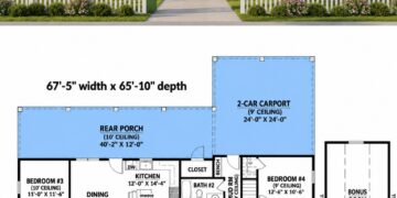 2147 Sq. Ft. Modern Farmhouse Plan with 4 Bedrooms and 3 Bathrooms