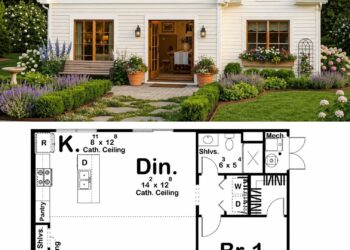 920 Sq. Ft. Cottage Plan with 1 Bedroom and 1 Bathroom