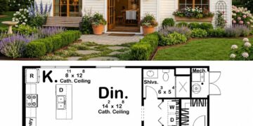 920 Sq. Ft. Cottage Plan with 1 Bedroom and 1 Bathroom