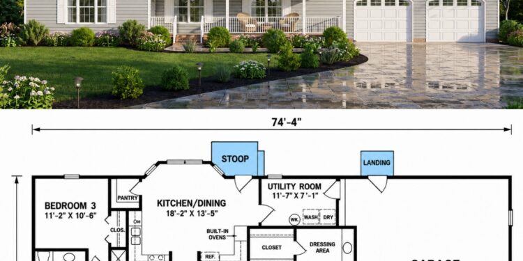 Traditional House Plan with 3 Bedrooms, 2 Bathrooms, and 1,488 Sq. Ft.