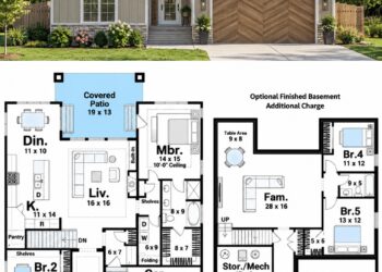 1,773 Sq. Ft. Modern Farmhouse Plan with 3–5 Bedrooms, 2 Bathrooms, and 2-Car Garage