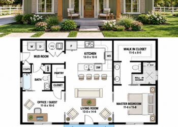 988 Sq. Ft. Modern Farmhouse Plan with 2 Bedrooms and 2 Bathrooms