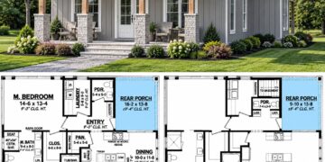 1,596 Sq. Ft. Modern Farmhouse Plan with 3 Bedrooms and 2.5 Bathrooms