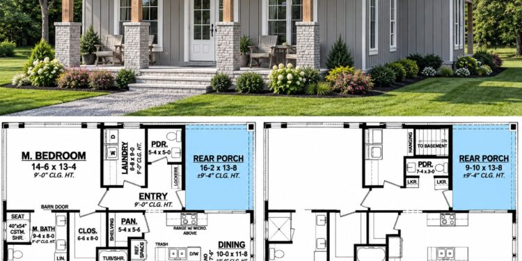 1,596 Sq. Ft. Modern Farmhouse Plan with 3 Bedrooms and 2.5 Bathrooms