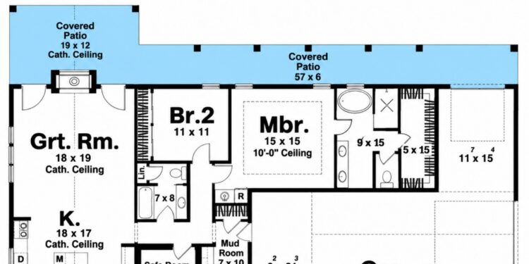 2,199 Sq. Ft. Barndominium Plan with 2 Bedrooms, 2.5 Bathrooms, and 4-Car Garage