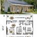 800 Sq. Ft. Modern Farmhouse Plan with 2 Bedrooms and 1 Bathroom