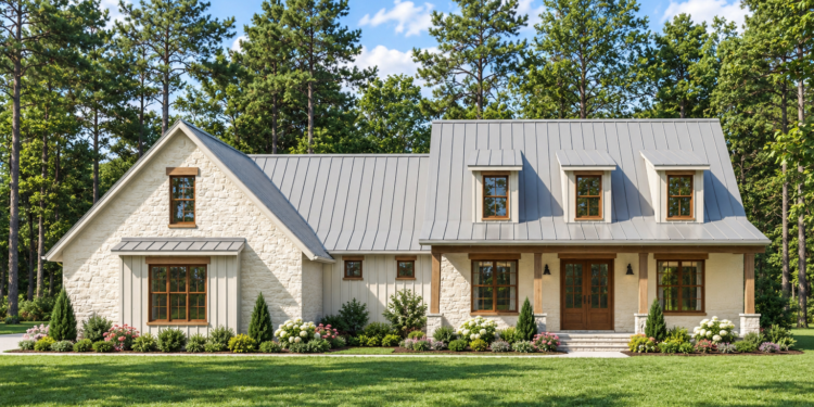2,256 Sq. Ft. Modern Farmhouse Plan with 3 Bedrooms, 2 Bathrooms, and 2-Car Garage
