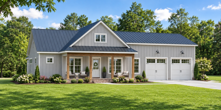996 Sq. Ft. Barndominium Plan with 2 Bedrooms, 2 Bathrooms, and 2-Car Garage