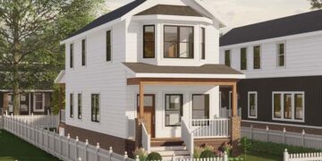 1,268 Sq. Ft. Narrow Traditional House Plan with 2 Bedrooms and 2.5 Bathrooms