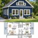 1230 Sq Ft Cottage House Plan with 2 Bedrooms, 1 Bathroom, and a Loft