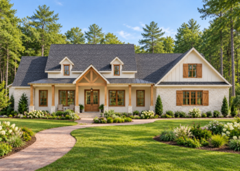 2,290 Sq. Ft. New American Farmhouse Plan with 3–4 Bedrooms and 2.5–3.5 Bathrooms