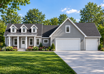 1747 Sq Ft Modern Farmhouse Plan with 2 Bedrooms, 2 Bathrooms, and a 3-Car Garage