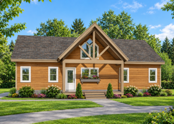 1356 Sq Ft Cottage House Plan with 2 Bedrooms, 2 Bathrooms, and a Home Office