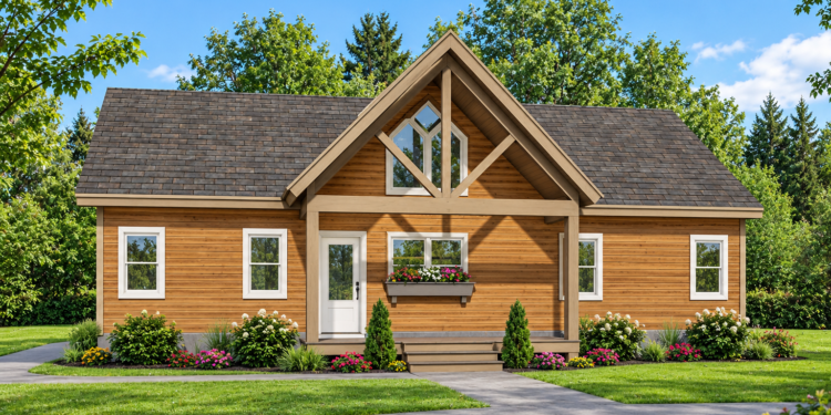 1356 Sq Ft Cottage House Plan with 2 Bedrooms, 2 Bathrooms, and a Home Office