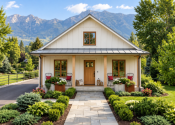 756-Square-Foot Compact Cottage House Plan with 2 Bedrooms and Front and Rear Covered Porches