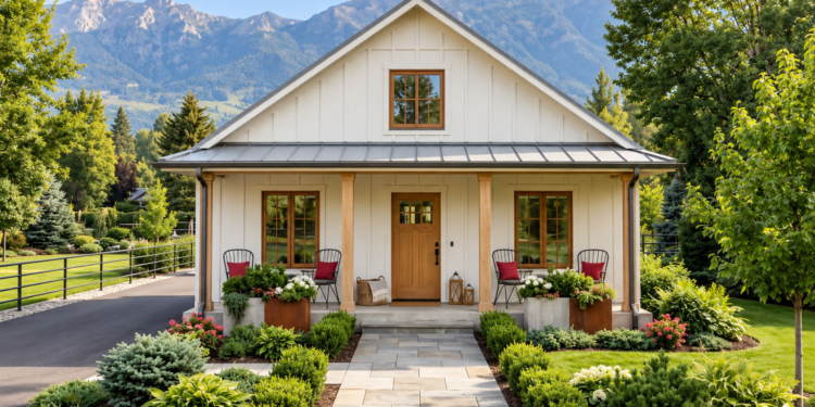 756-Square-Foot Compact Cottage House Plan with 2 Bedrooms and Front and Rear Covered Porches