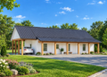 1120-Square-Foot Barn House Plan with 2 Bedrooms, 1 Bathroom, and a Spacious Front Porch