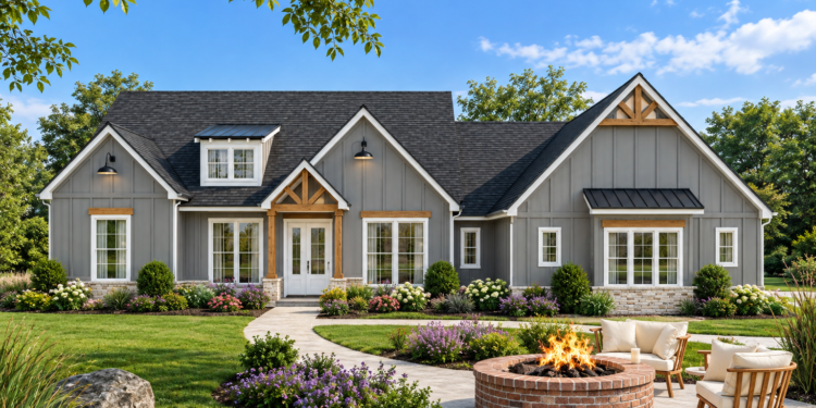 1802-Square-Foot Modern Farmhouse Plan with 3 Bedrooms, 2 Bathrooms, and a Spacious Covered Rear Porch