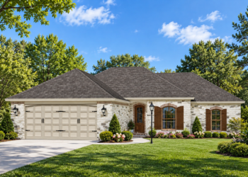 1500 Sq Ft Ranch House Plan with 3 Bedrooms, 2 Bathrooms, an Office, and a 2-Car Garage