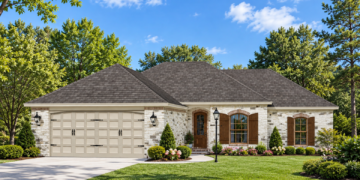 1500 Sq Ft Ranch House Plan with 3 Bedrooms, 2 Bathrooms, an Office, and a 2-Car Garage